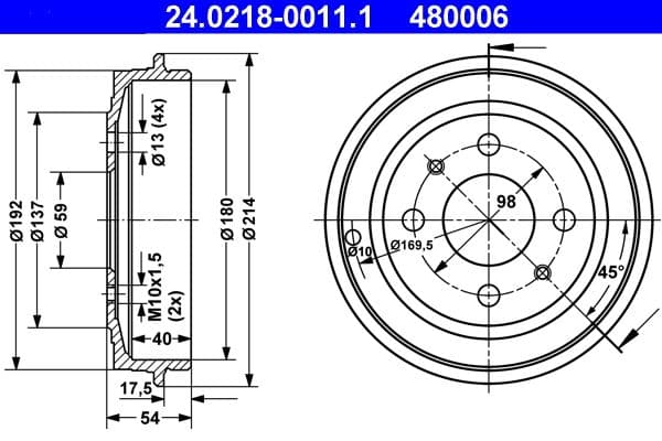 Tambur frana ATE 24.0218-0011.1