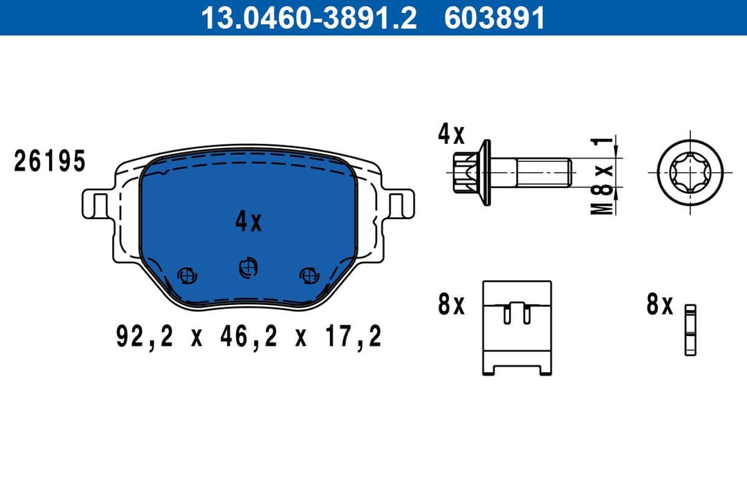 set placute frana,frana disc ATE 13.0460-3891.2