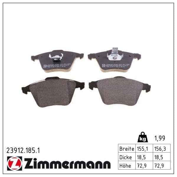 set placute frana,frana disc ZIMMERMANN 23912.185.1