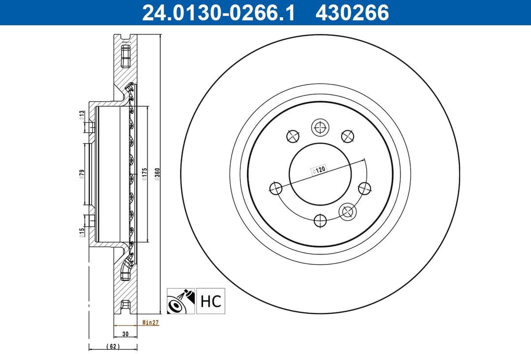 Disc frana ATE 24.0130-0266.1
