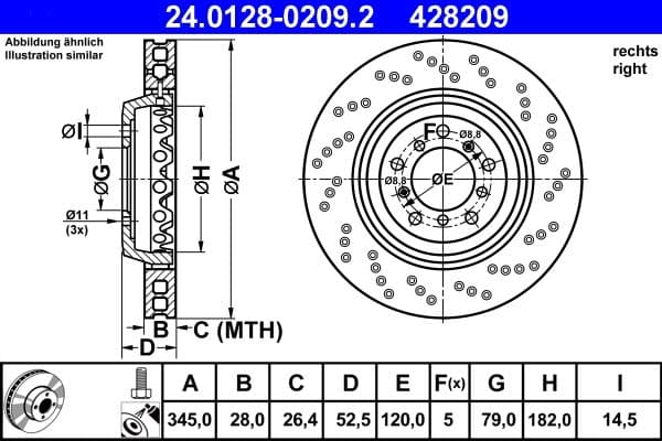Disc frana ATE 24.0128-0209.2