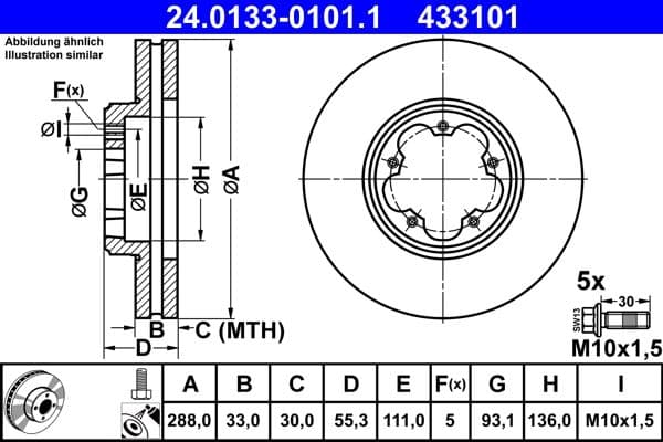 Disc frana ATE 24.0133-0101.1