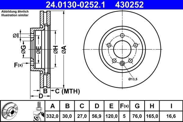 Disc frana ATE 24.0130-0252.1