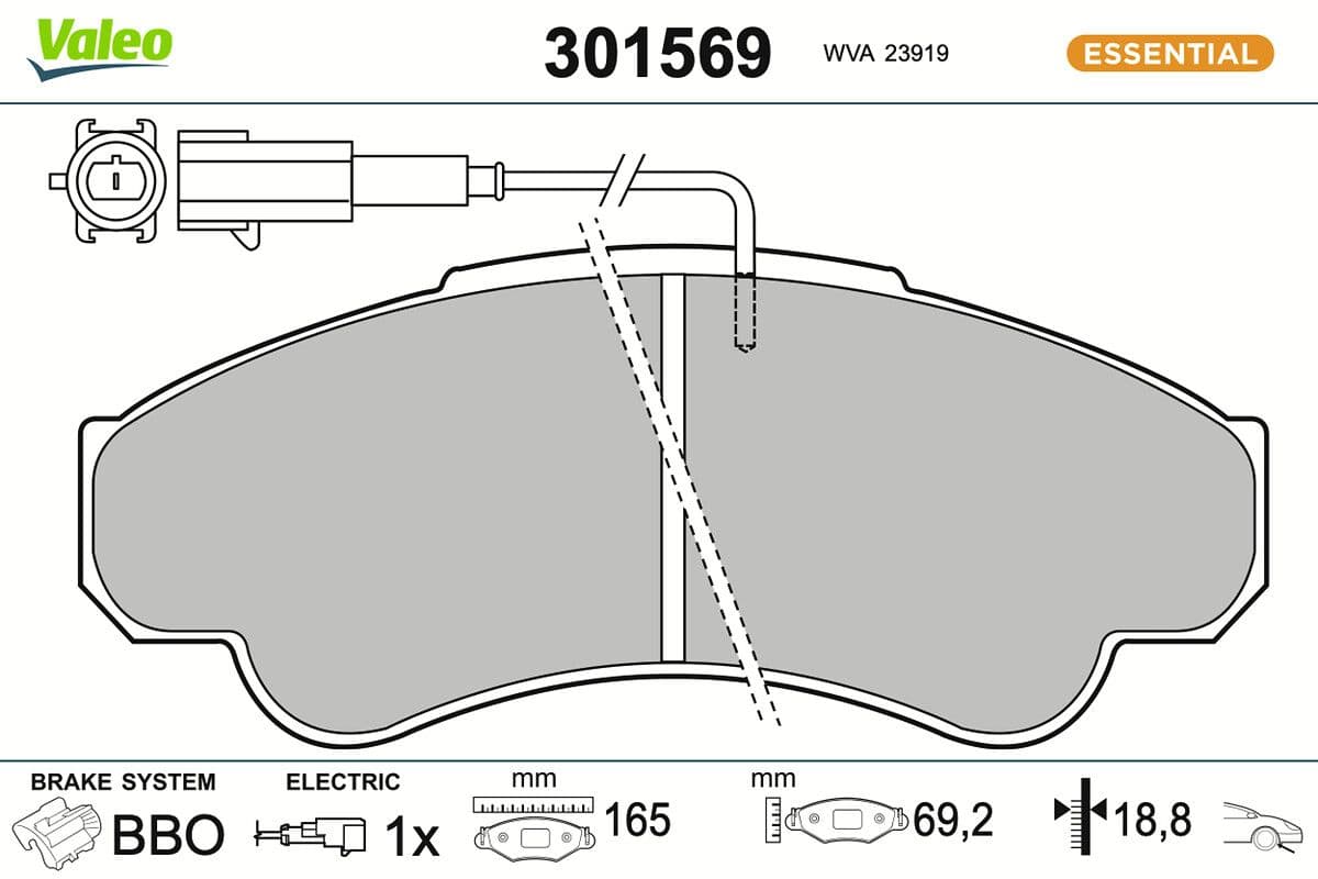 set placute frana,frana disc VALEO ESSENTIAL 301569