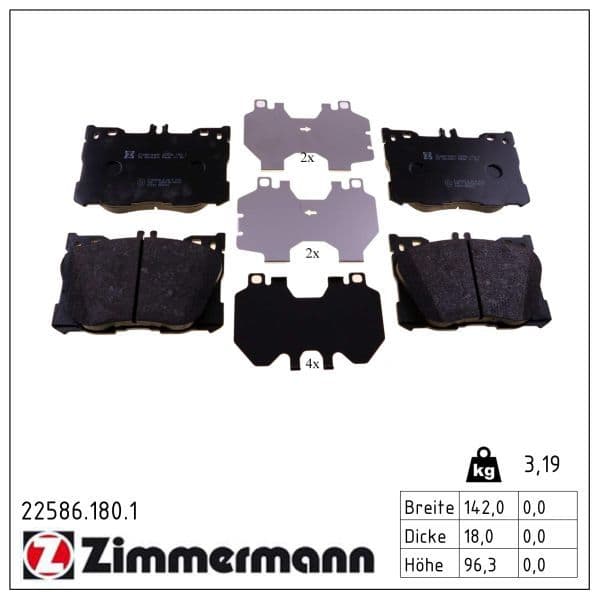 set placute frana,frana disc ZIMMERMANN 22586.180.1
