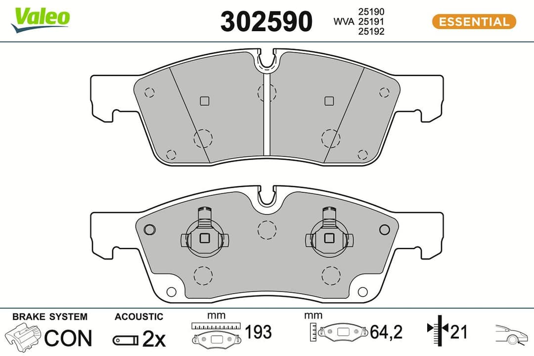 set placute frana,frana disc VALEO ESSENTIAL 302590