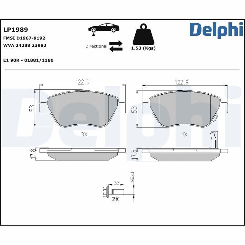 set placute frana,frana disc DELPHI LP1989