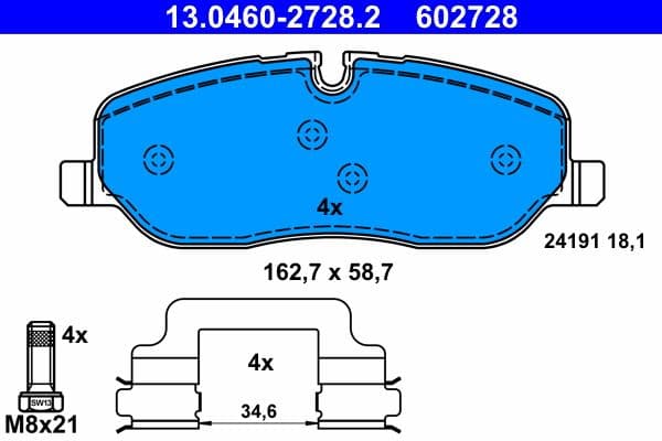 set placute frana,frana disc ATE 13.0460-2728.2
