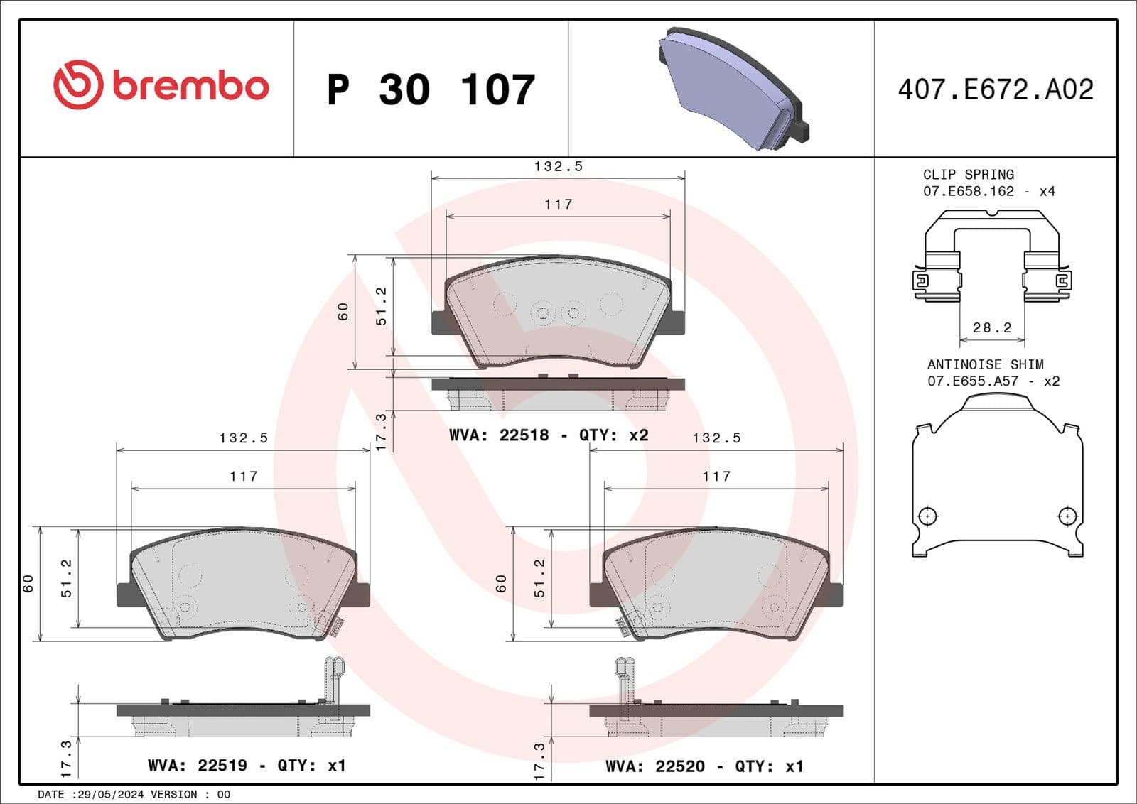 set placute frana,frana disc BREMBO PRIME LINE P 30 107