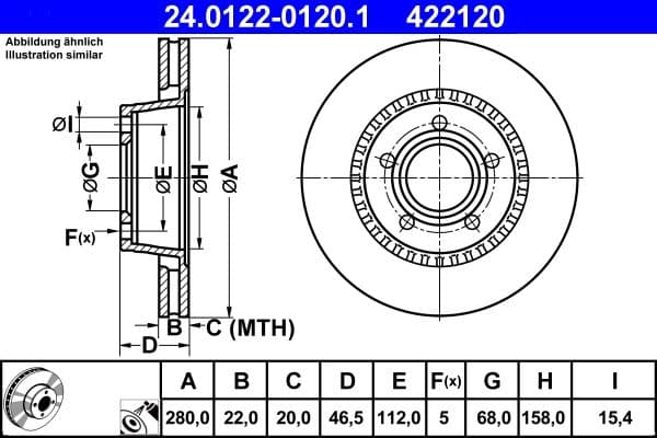Disc frana ATE 24.0122-0120.1