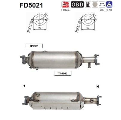 Filtru funingine/particule, sist.de esapament AS FD5021