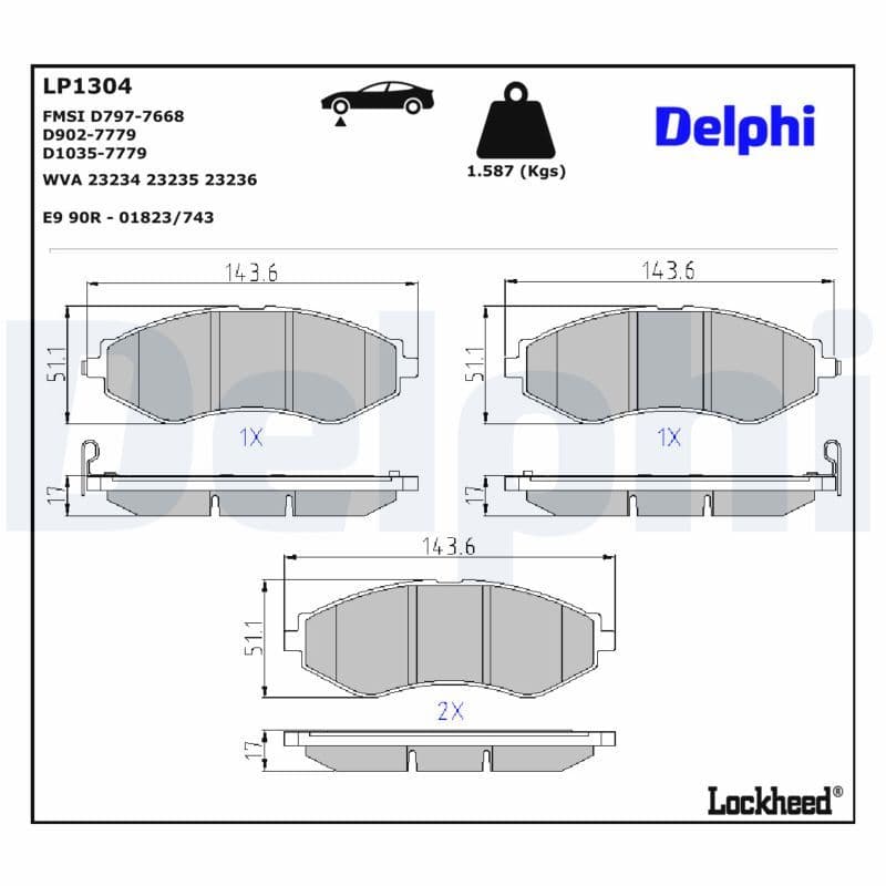set placute frana,frana disc DELPHI LP1304