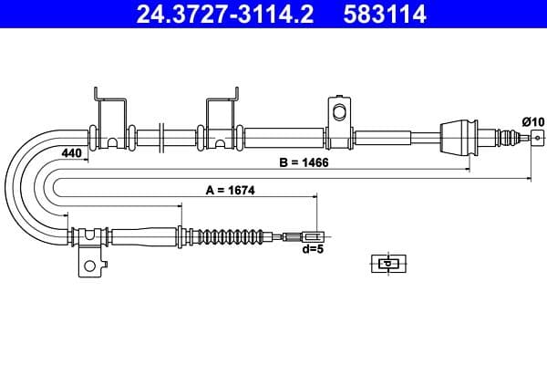 Cablu, frana de parcare ATE 24.3727-3114.2