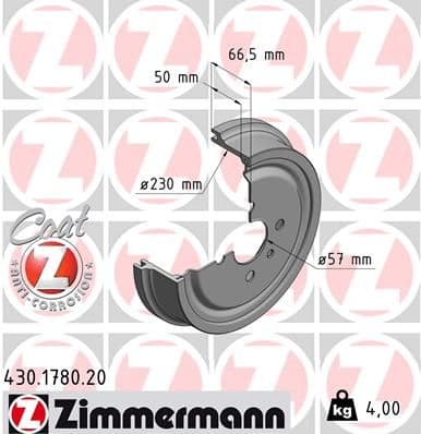 Tambur frana ZIMMERMANN COAT Z 430.1780.20