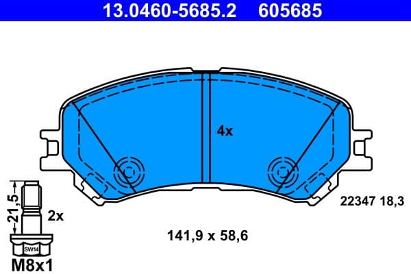 set placute frana,frana disc ATE 13.0460-5685.2