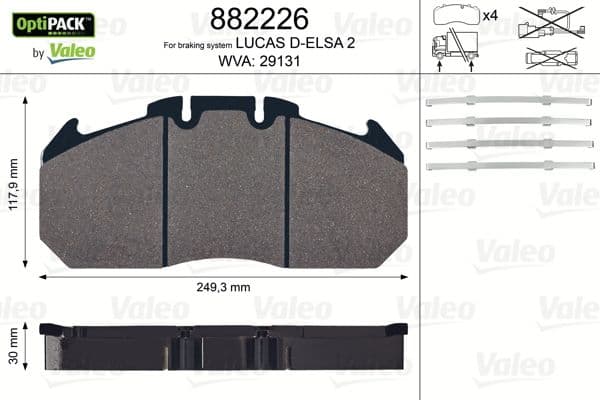 set placute frana,frana disc VALEO OPTIPACK 882226
