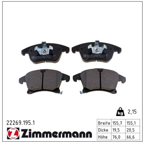 set placute frana,frana disc ZIMMERMANN 22269.195.1
