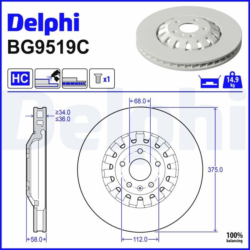 Disc frana DELPHI BG9519C