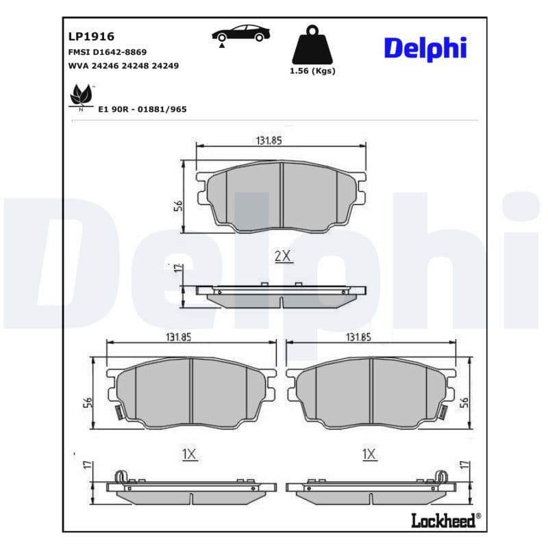 set placute frana,frana disc DELPHI LP1916