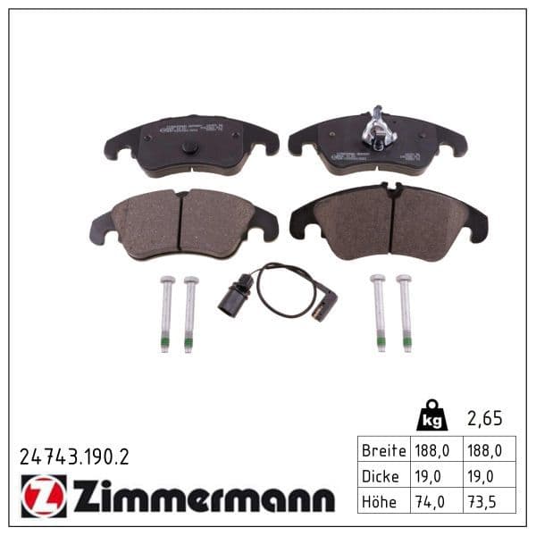 set placute frana,frana disc ZIMMERMANN 24743.190.2