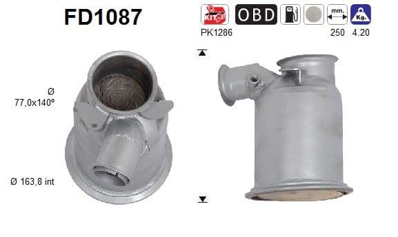 Filtru funingine/particule, sist.de esapament AS FD1087