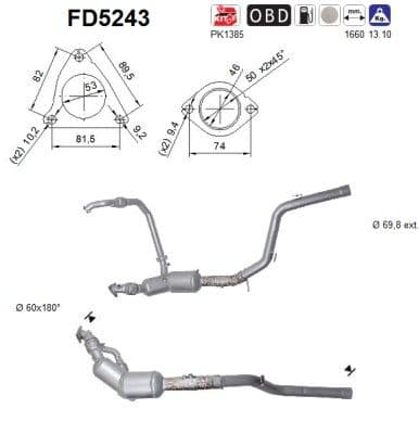 Filtru funingine/particule, sist.de esapament AS FD5243