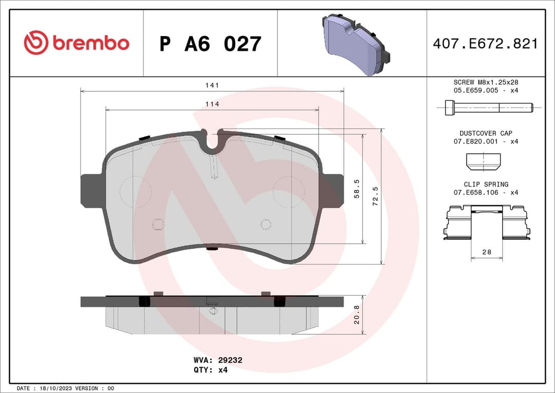 set placute frana,frana disc BREMBO PRIME LINE P A6 027