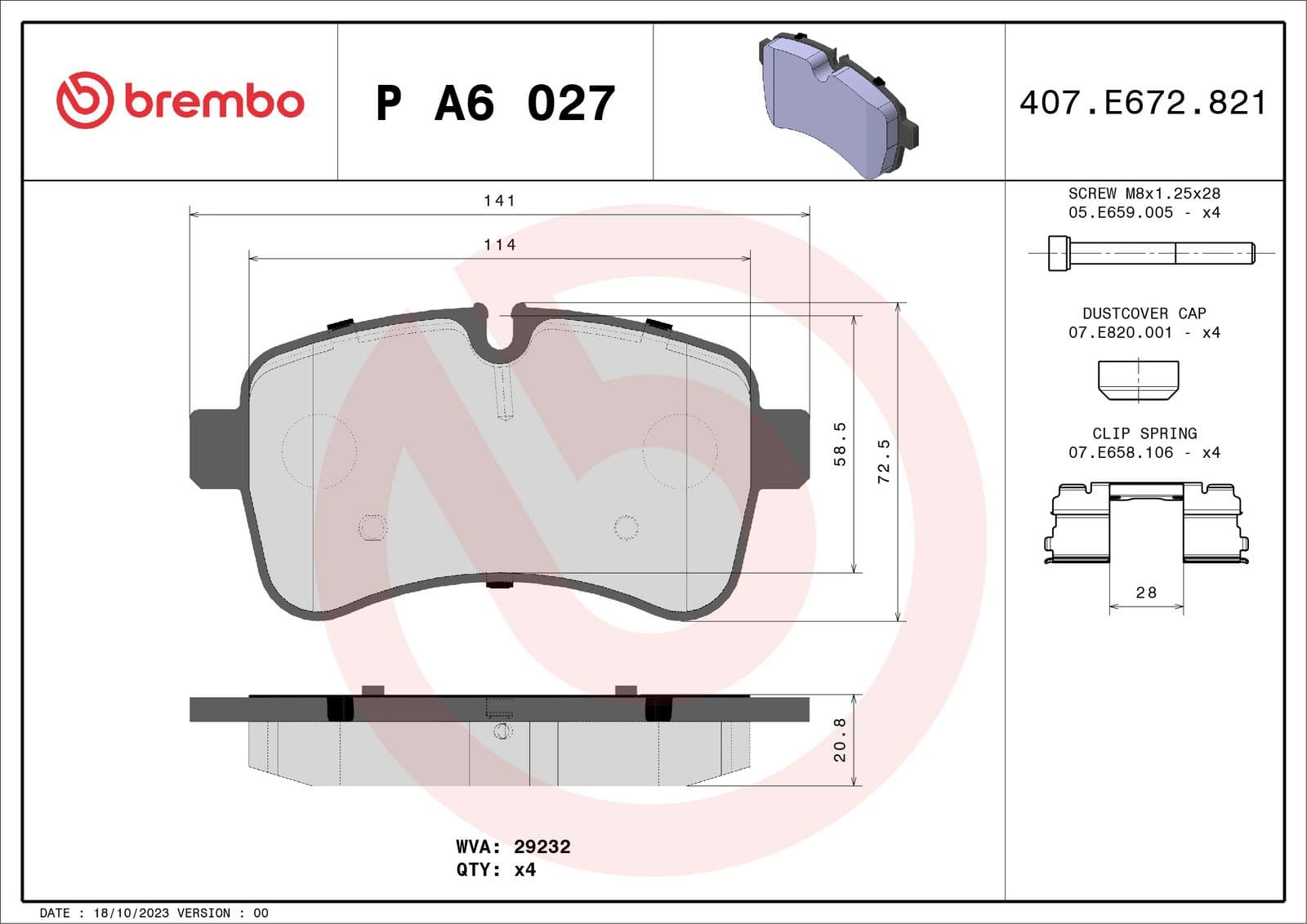 set placute frana,frana disc BREMBO PRIME LINE P A6 027