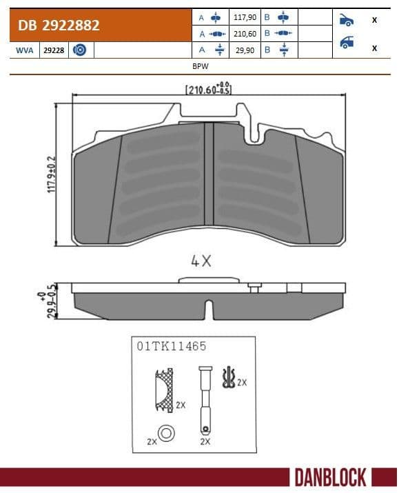 set placute frana,frana disc DANBLOCK DB 2922882