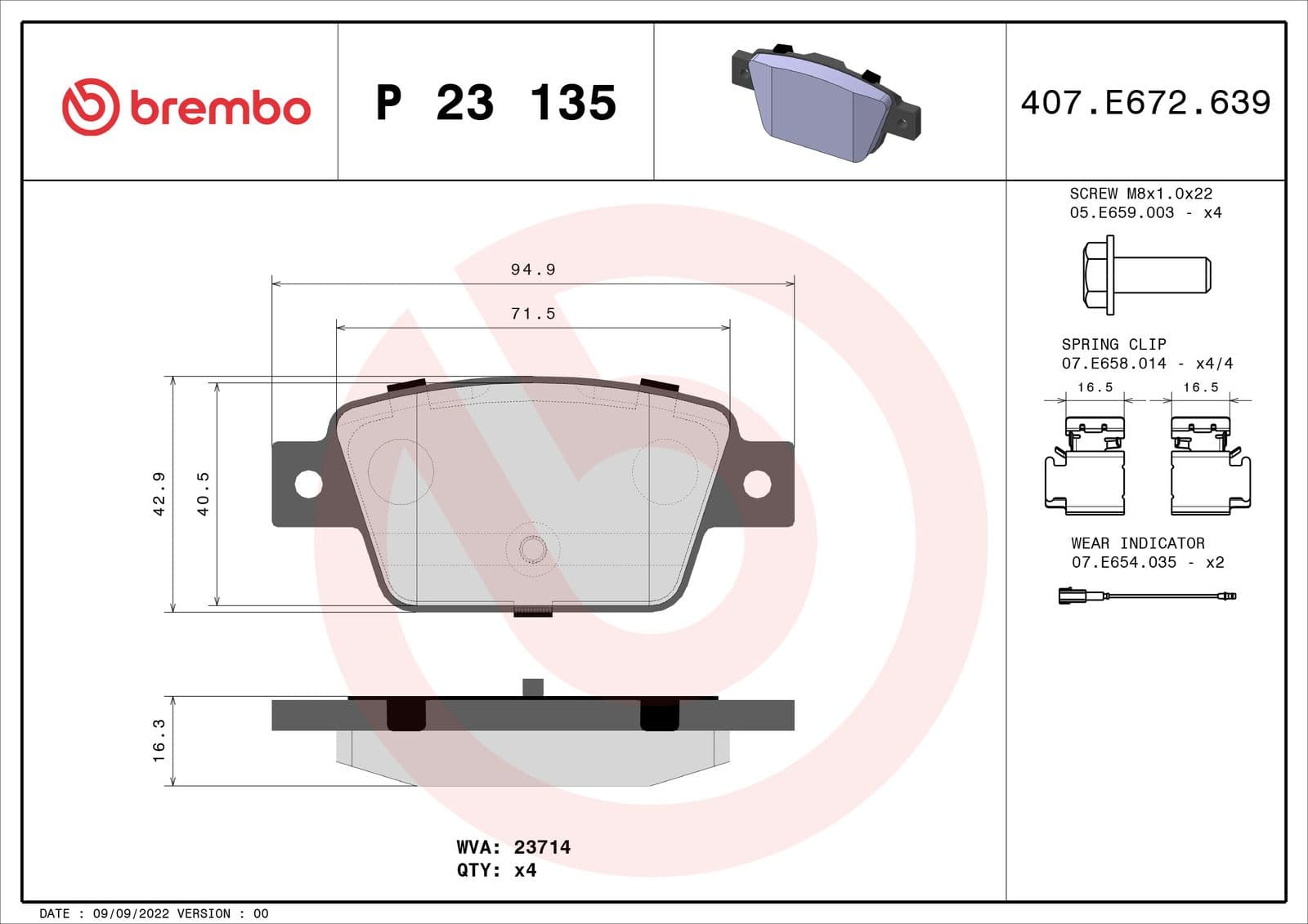 set placute frana,frana disc BREMBO PRIME LINE P 23 135