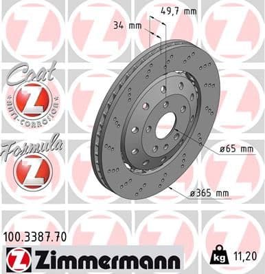 Disc frana ZIMMERMANN FORMULA Z 100.3387.70
