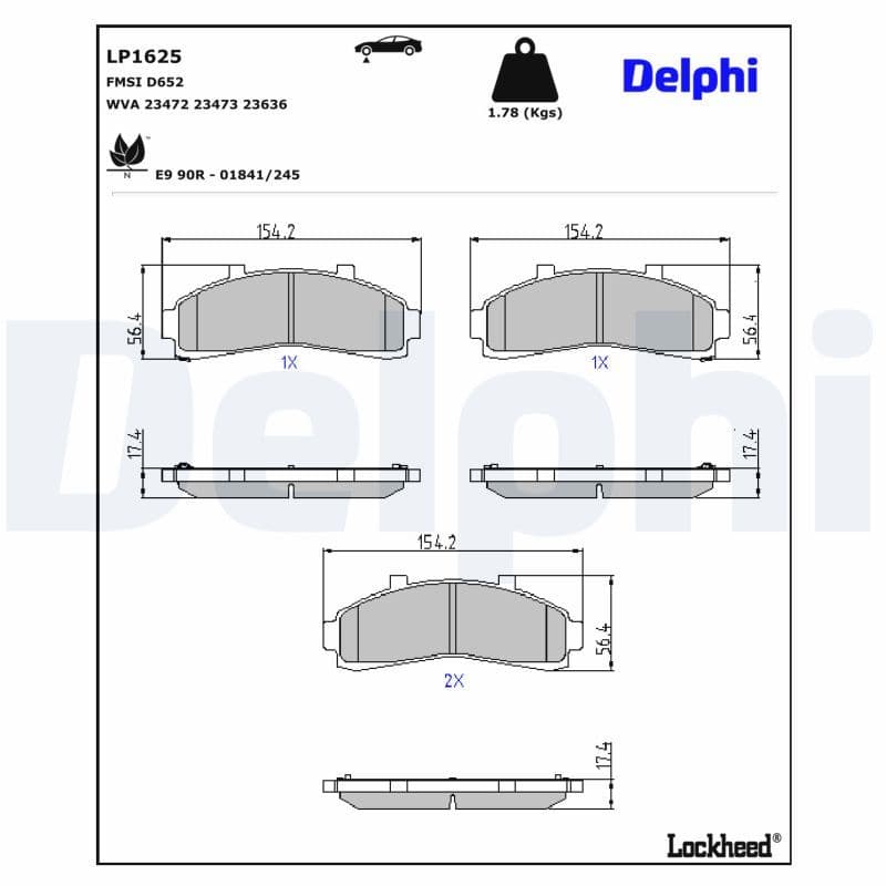 set placute frana,frana disc DELPHI LP1625