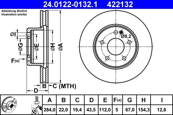Disc frana ATE 24.0122-0132.1