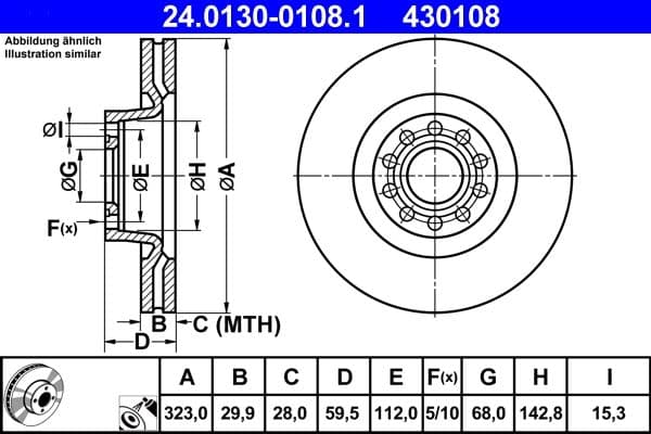Disc frana ATE 24.0130-0108.1