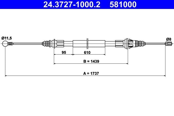 Cablu, frana de parcare ATE 24.3727-1000.2