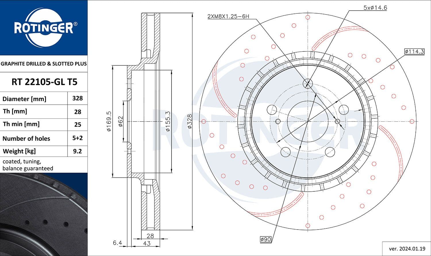 Disc frana ROTINGER RT 22105-GL T5