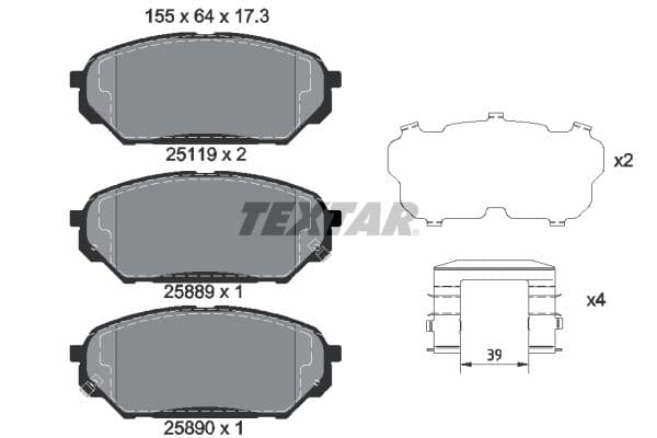 set placute frana,frana disc TEXTAR Q+ 2511901