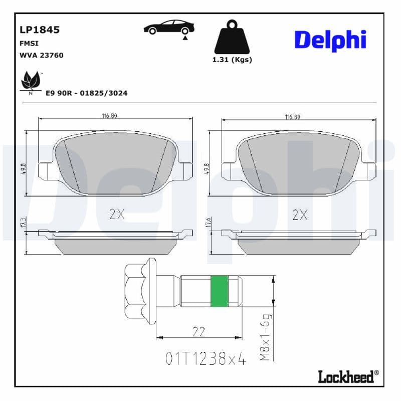 set placute frana,frana disc DELPHI LP1845