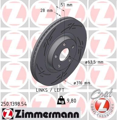 Disc frana ZIMMERMANN BLACK Z 250.1398.54
