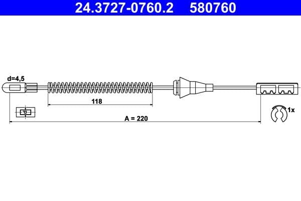 Cablu, frana de parcare ATE 24.3727-0760.2