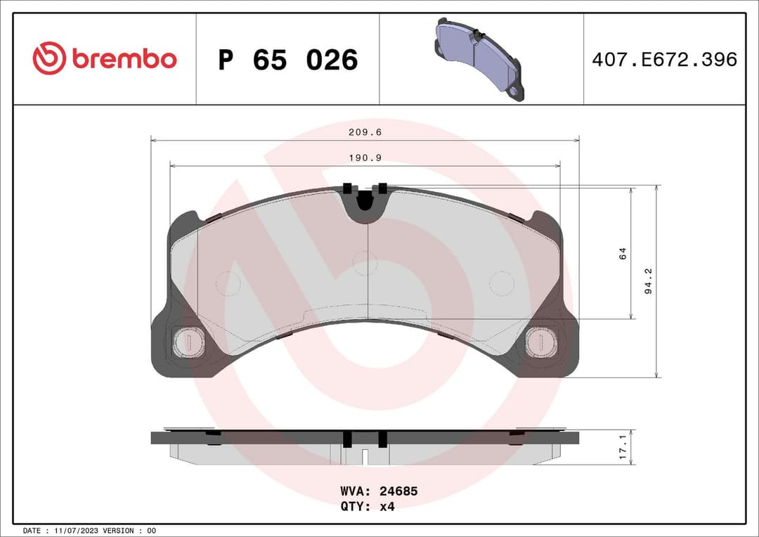 set placute frana,frana disc BREMBO PRIME LINE P 65 026