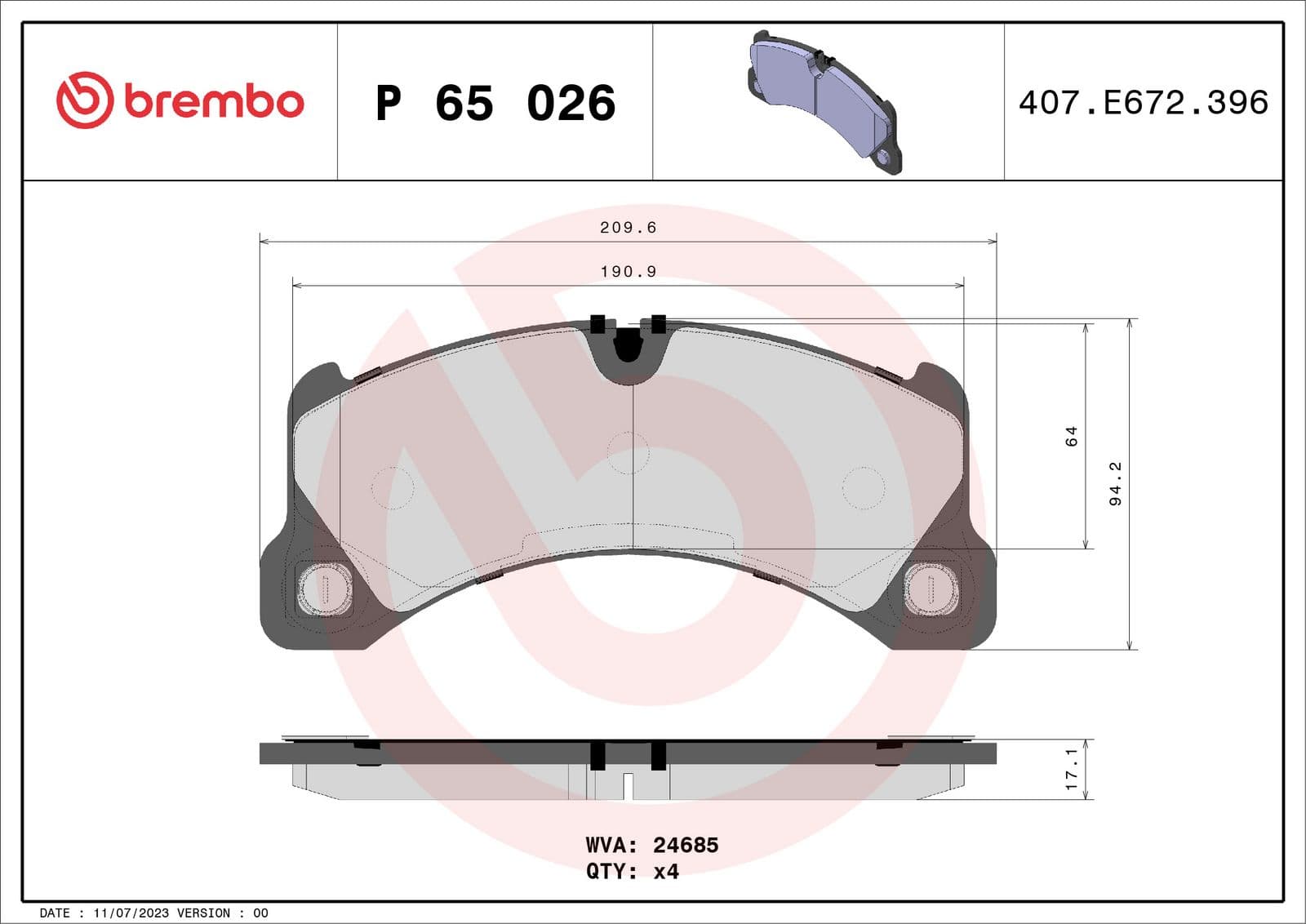 set placute frana,frana disc BREMBO PRIME LINE P 65 026