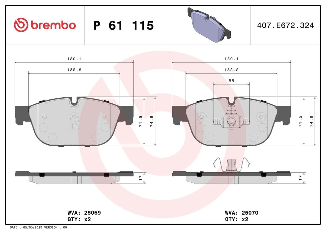 set placute frana,frana disc BREMBO PRIME LINE P 61 115