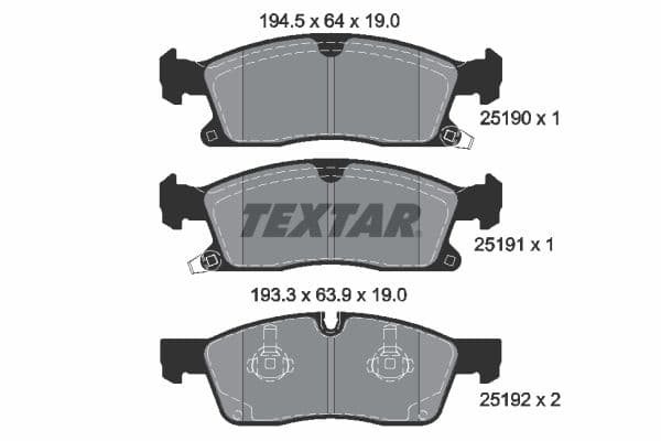 set placute frana,frana disc TEXTAR Q+ 2519002