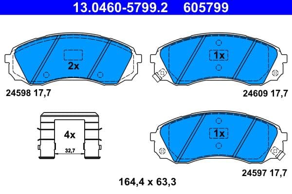 set placute frana,frana disc ATE 13.0460-5799.2