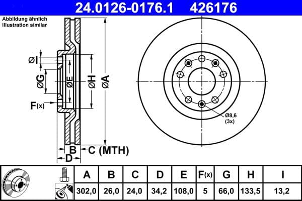 Disc frana ATE 24.0126-0176.1