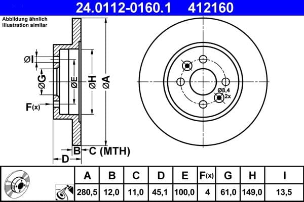 Disc frana ATE 24.0112-0160.1