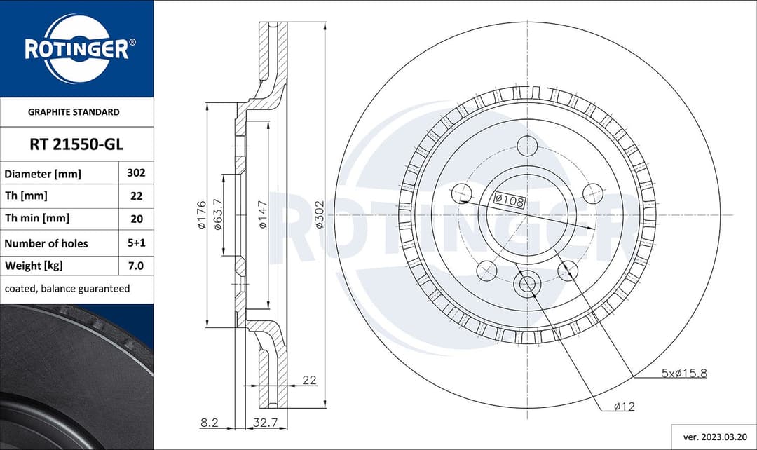 Disc frana ROTINGER RT 21550-GL
