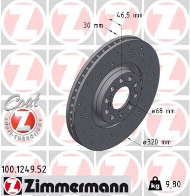 Disc frana ZIMMERMANN SPORT Z 100.1249.52