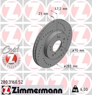 Disc frana ZIMMERMANN 280.3160.52